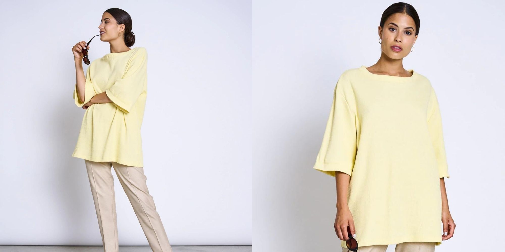 A faded yellow oversized unisex tee by JAN 'N JUNE.