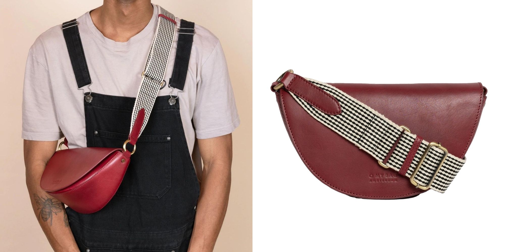 A burgundy bumbag by O My Bag.