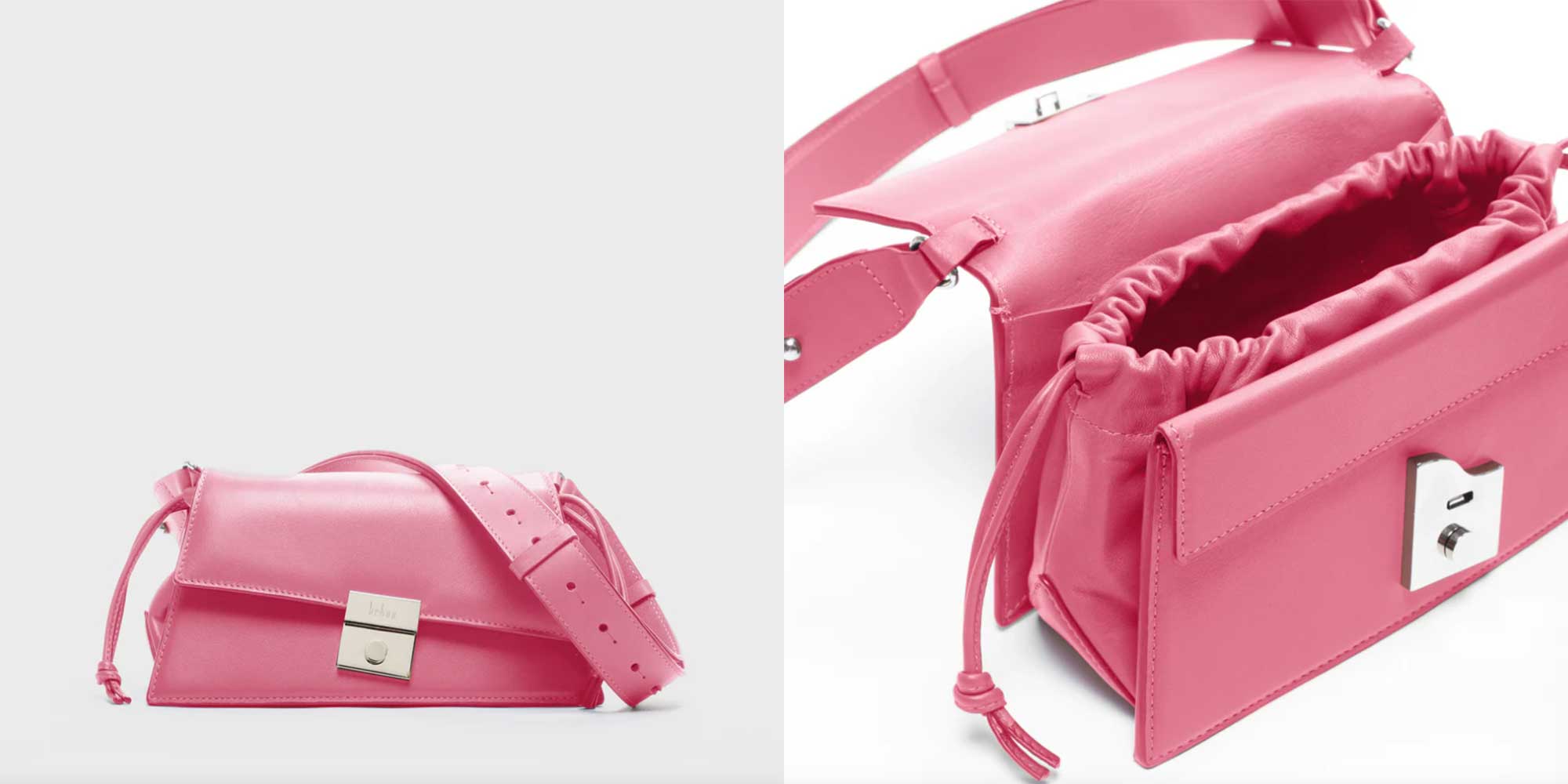 A bubblegum pink baguette bag by behno.