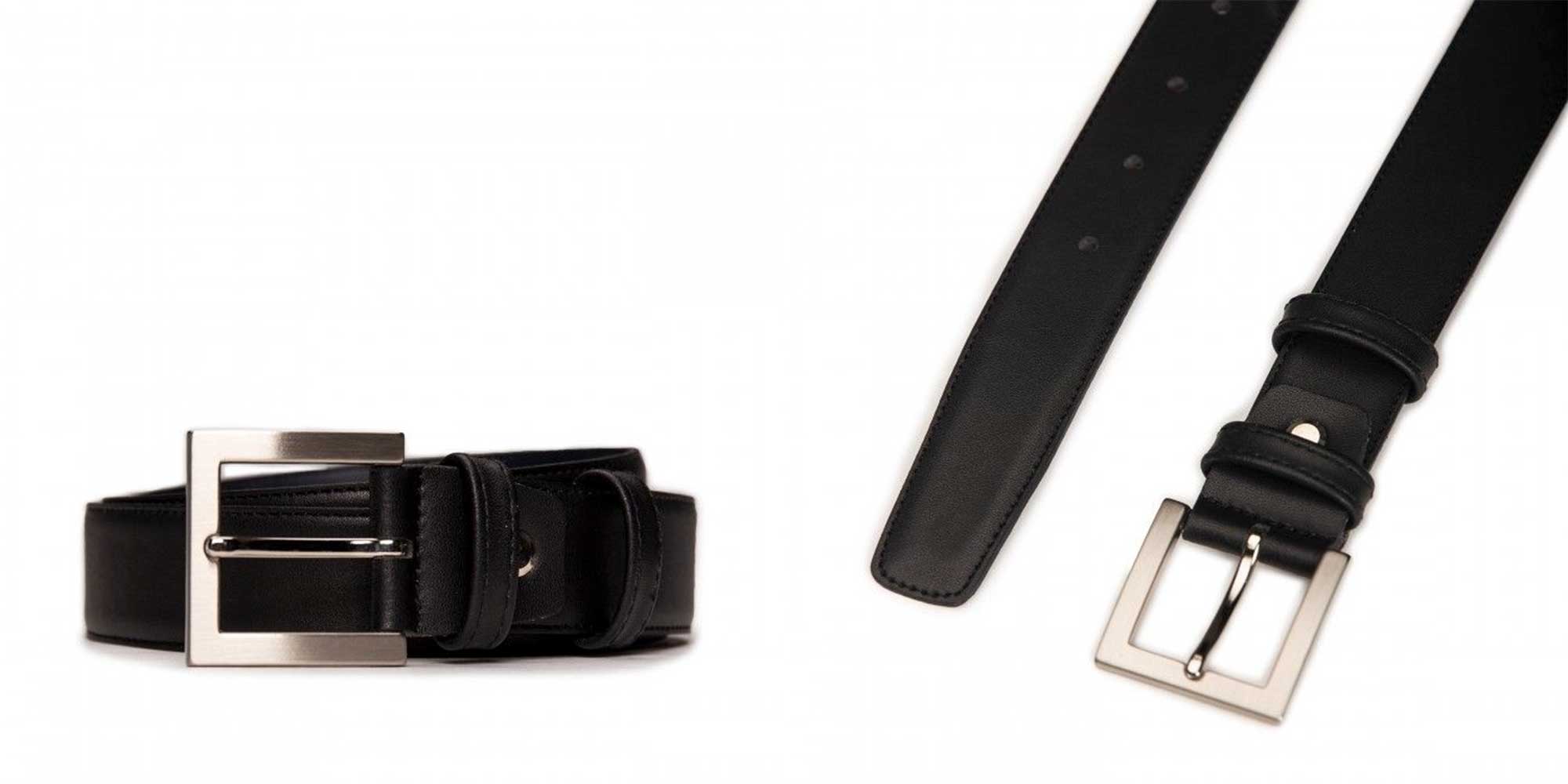 A black microfibre vegan belt by NAE.