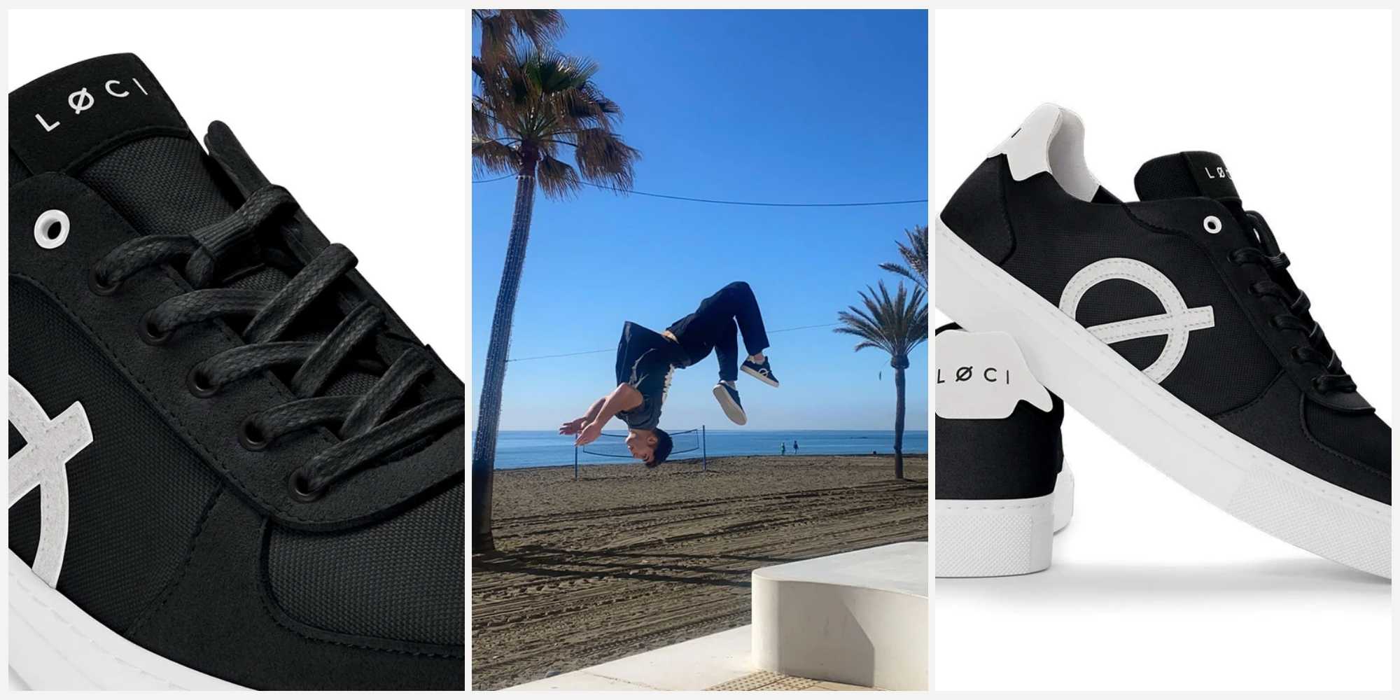 Black and white LOCI sneakers.