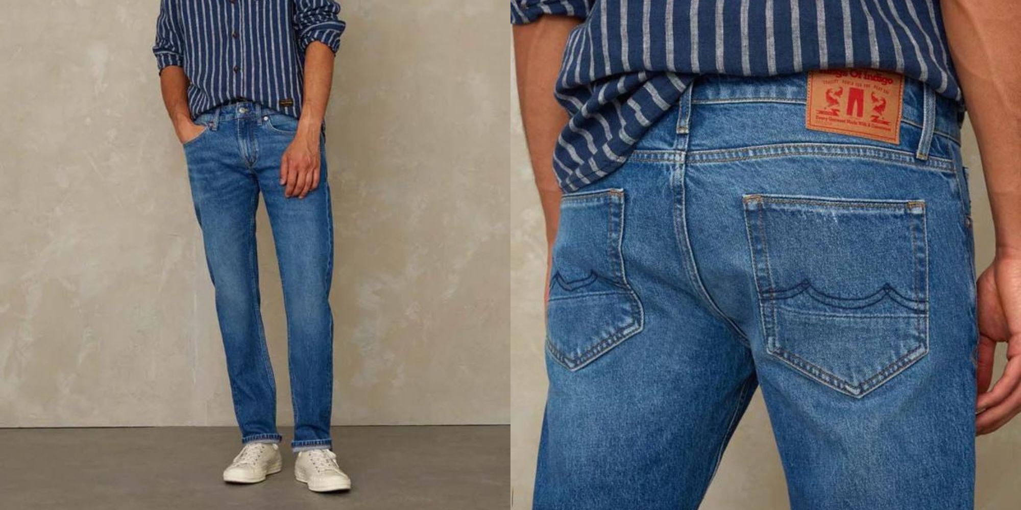 Classic fit TENCEL Lyocell menswear jeans like Levi's 501s by Kings of Indigo.