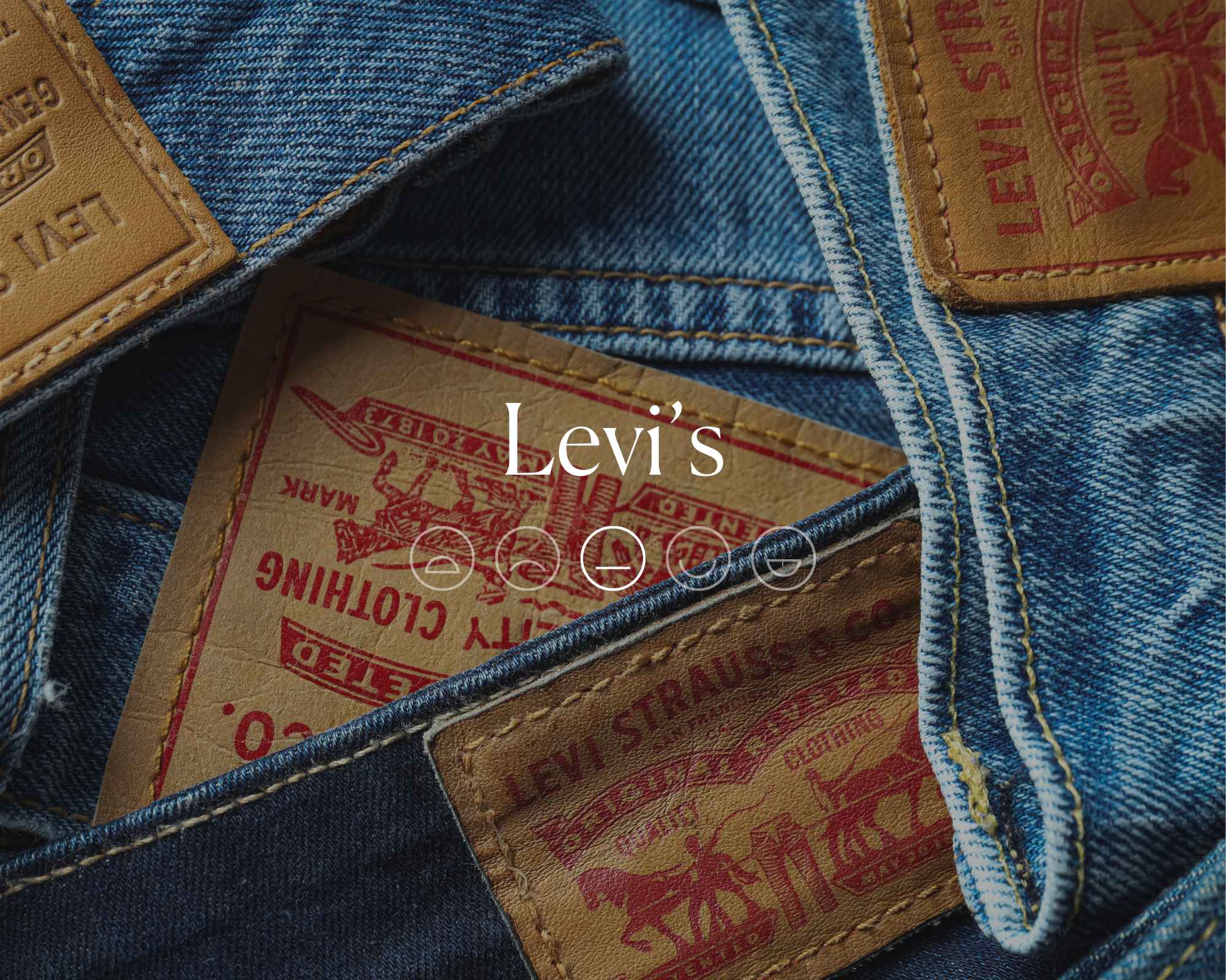 Pile of Levi's denim jeans