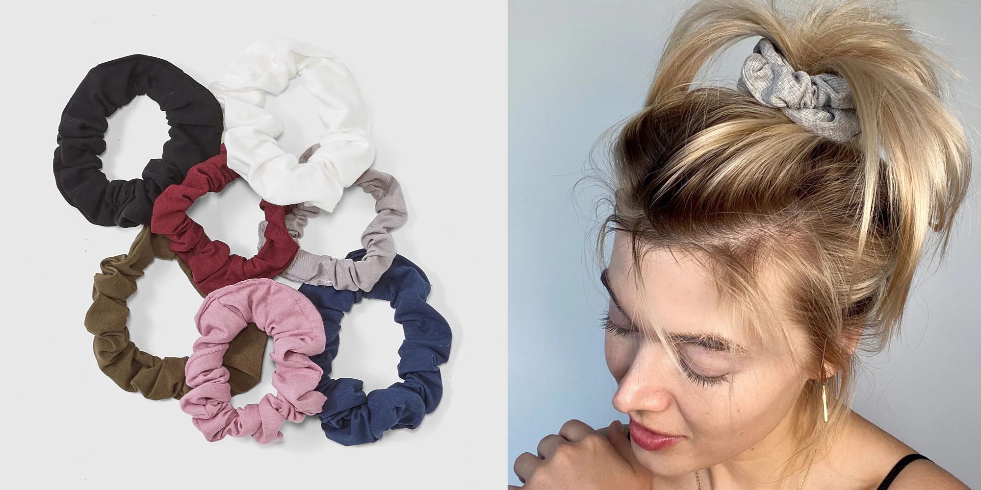A pack of eco-conscious scrunchies by Miakoda.