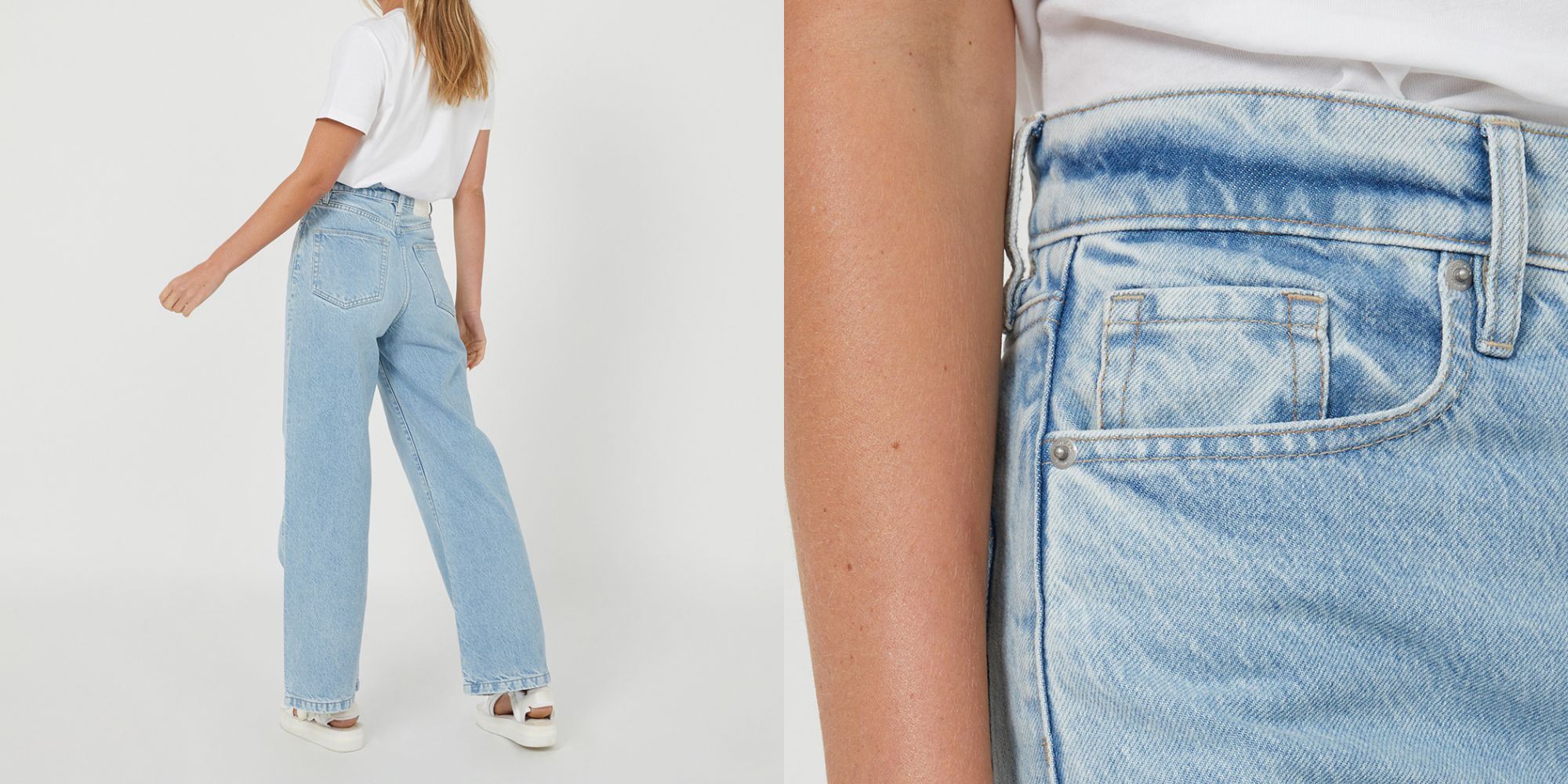 Vintage light wash eco denim jeans by Outland Denim.