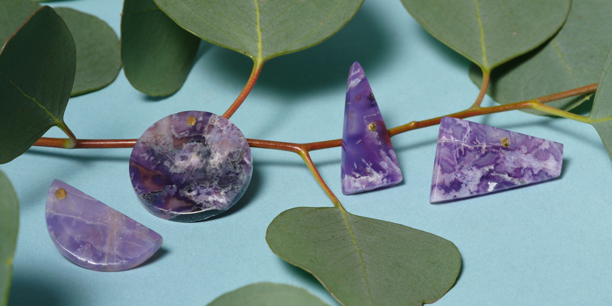 Four precious stone purple Ellsworth earrings by Raven + Lily.