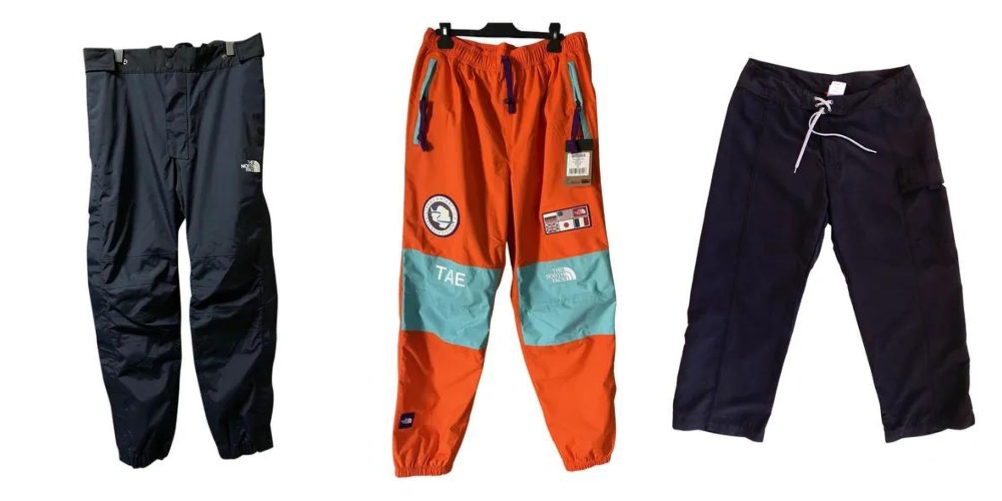 A selection of second hand cargo pants by The North Face.