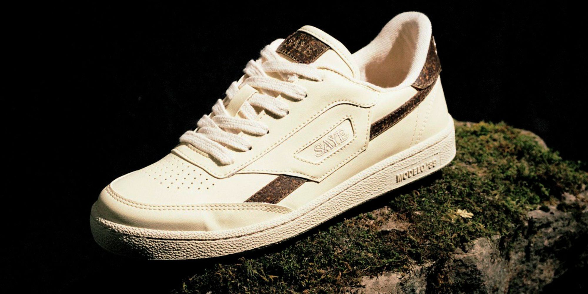White responsibly-made sneakers by Saye for LVRSustainable.