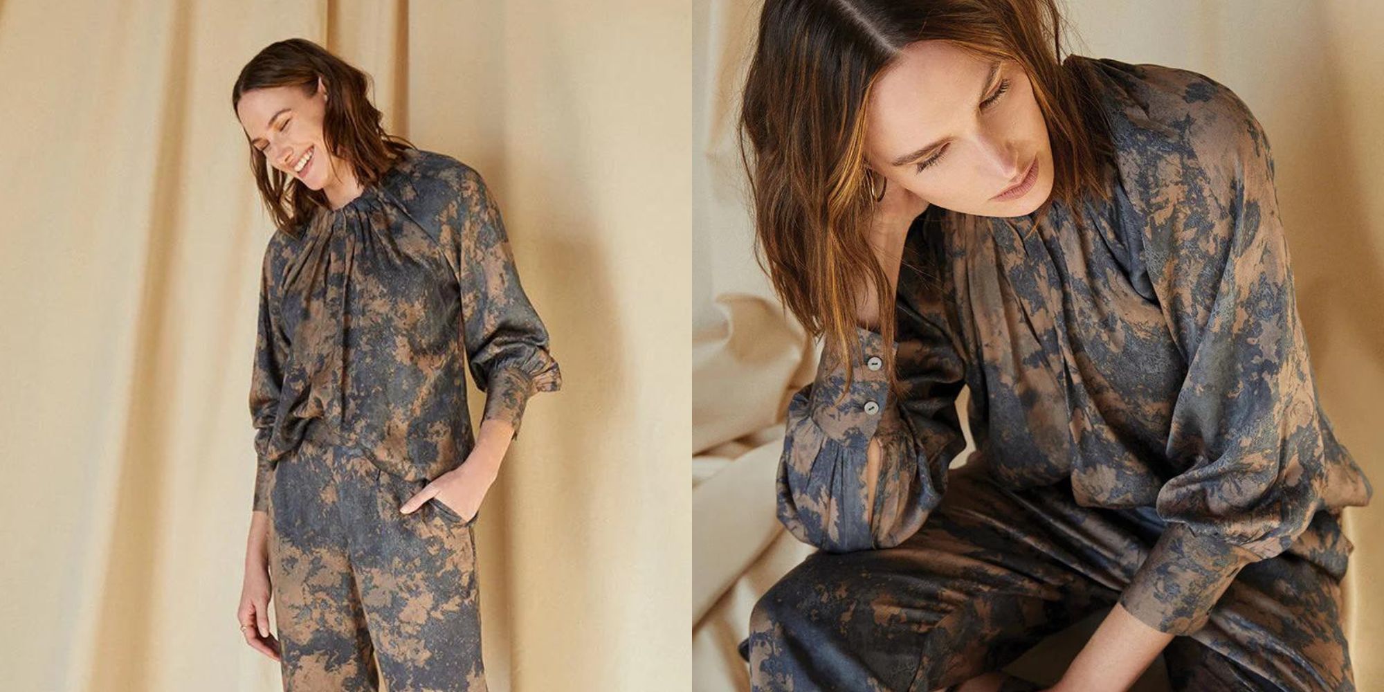 A marble print silky TENCEL blouse by Neu Nomads.