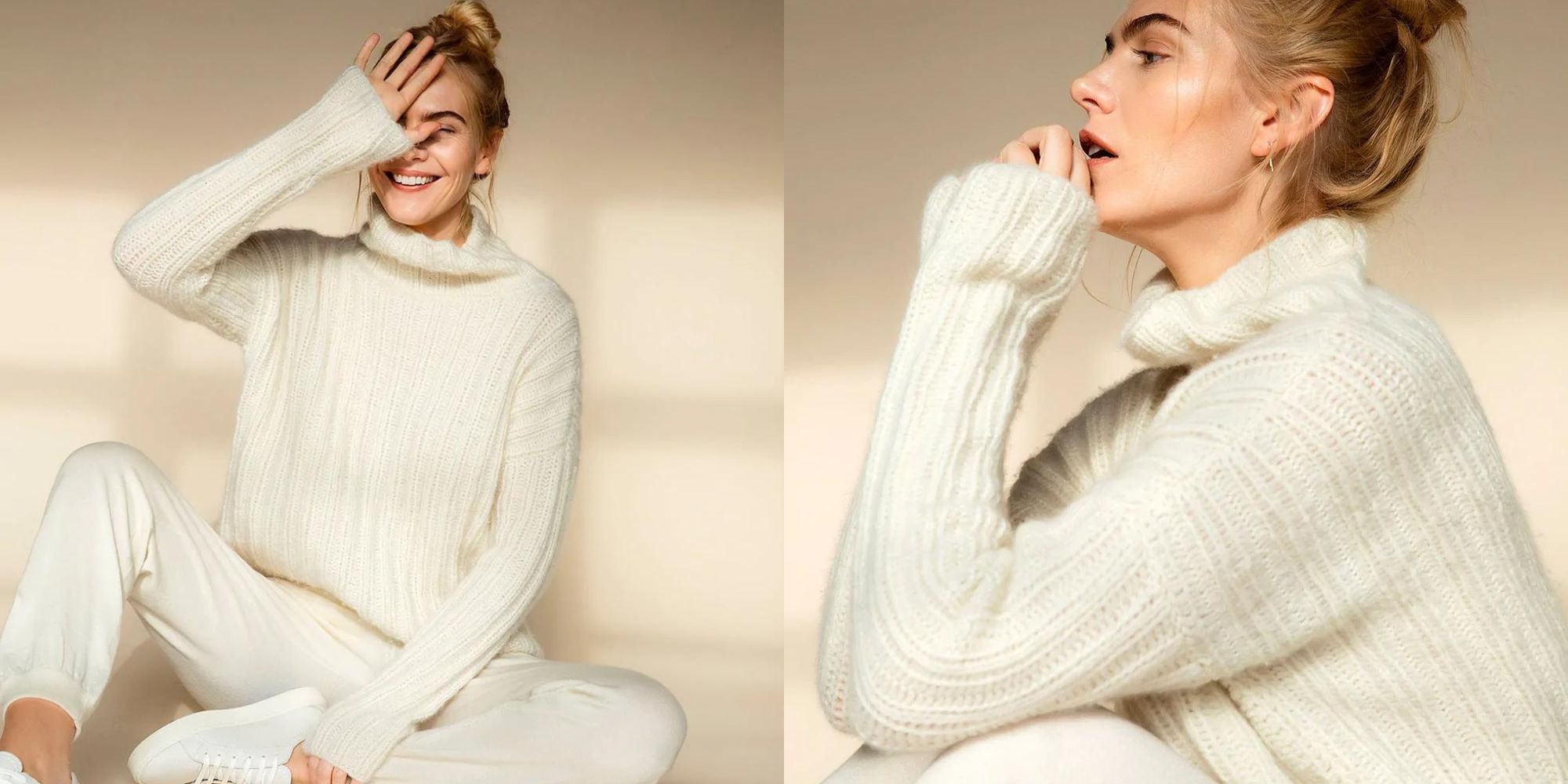 A cream cashmere sweater by Neu Nomads.