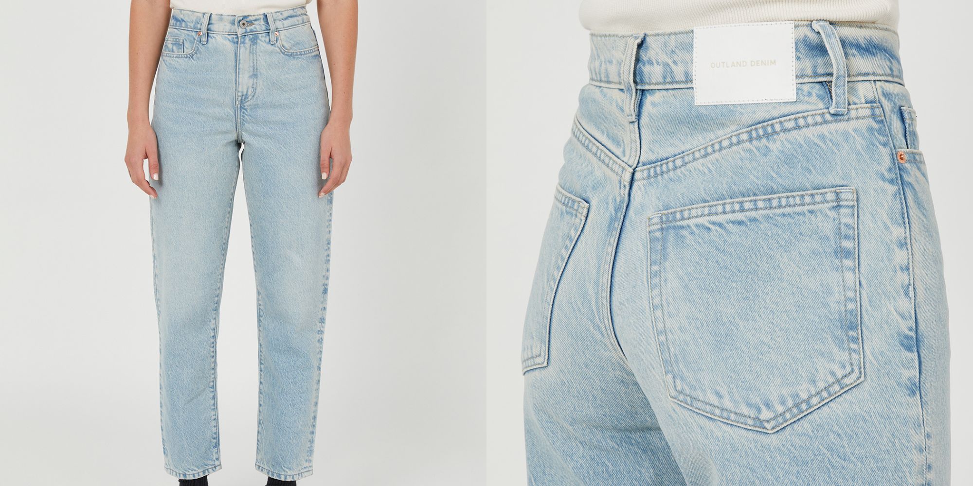 Organic light wash Addison jeans ethically made by Outland Denim.