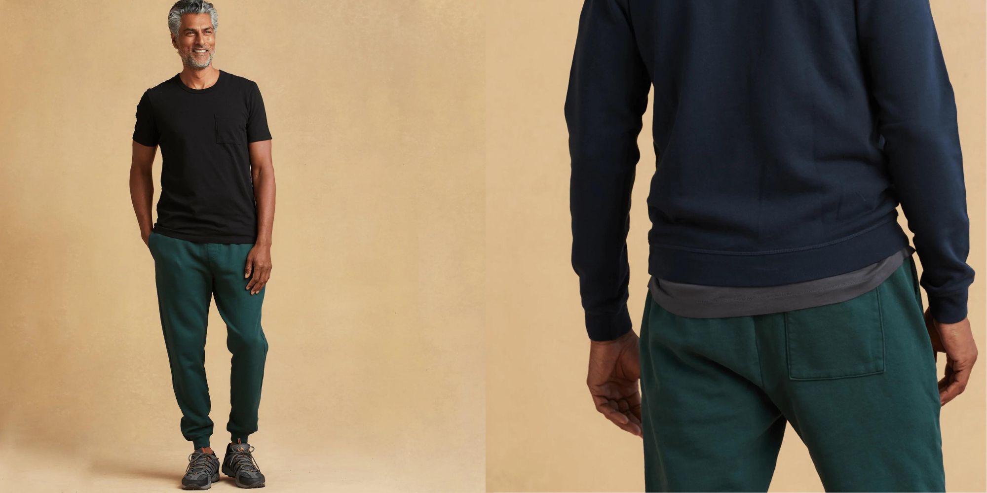 Forest green organic cotton French Terry men's joggers by The Classic T-Shirt Company.