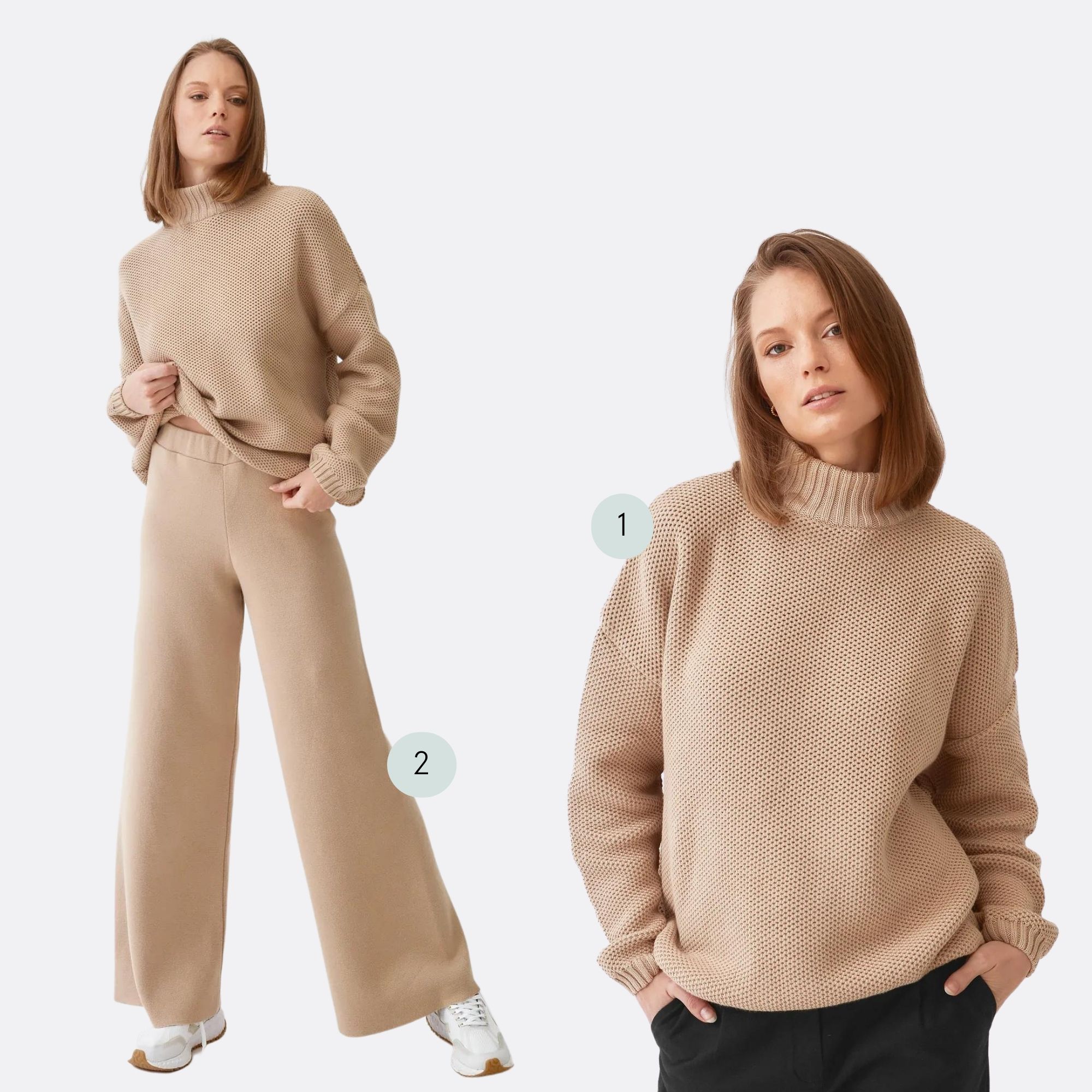 A sand-coloured knitted loungewear set by Mila.Vert.