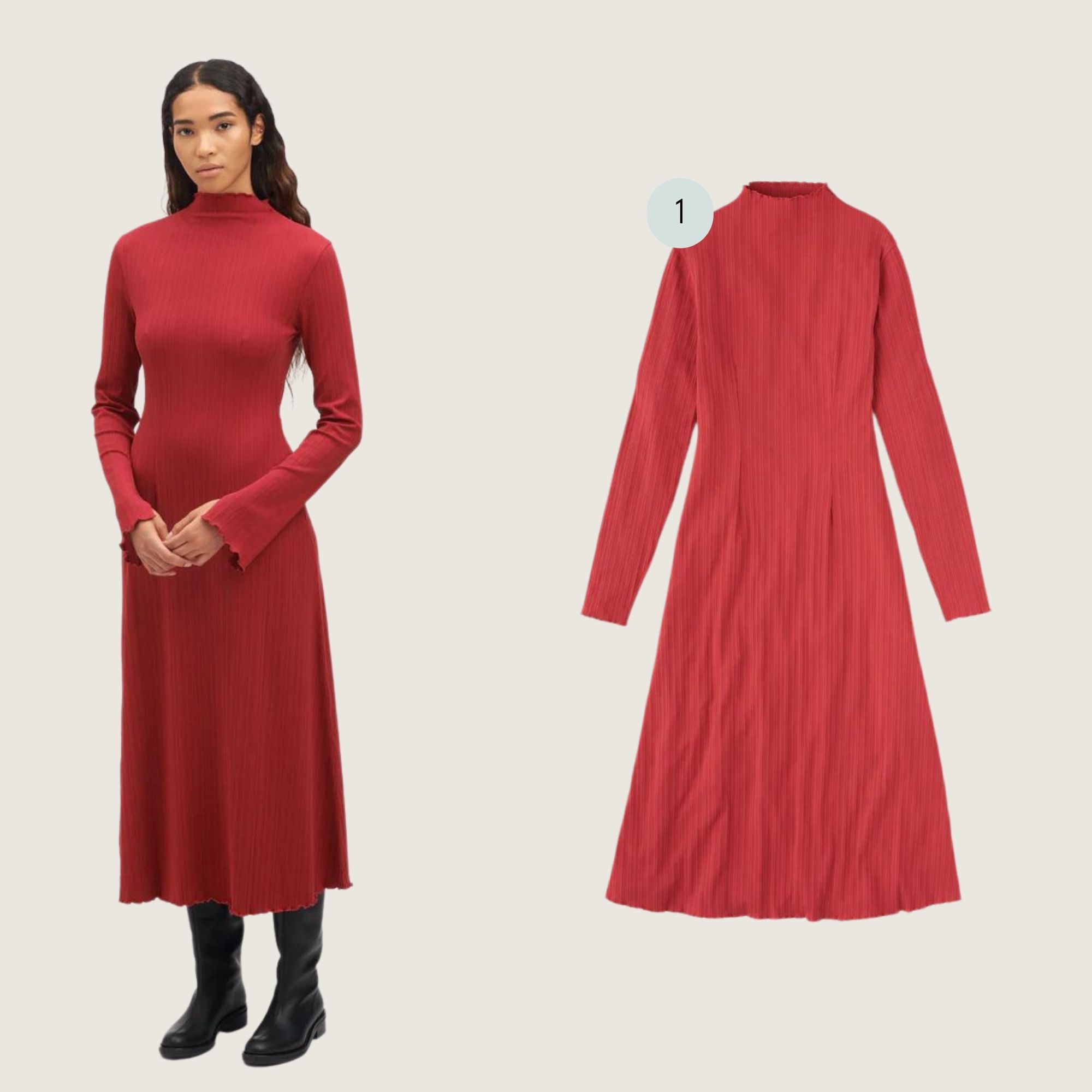 A red textured maxi dress by Kotn.