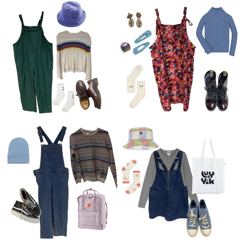 A flat lay of second hand items collated by Big Sister Swap for a retro swap request.