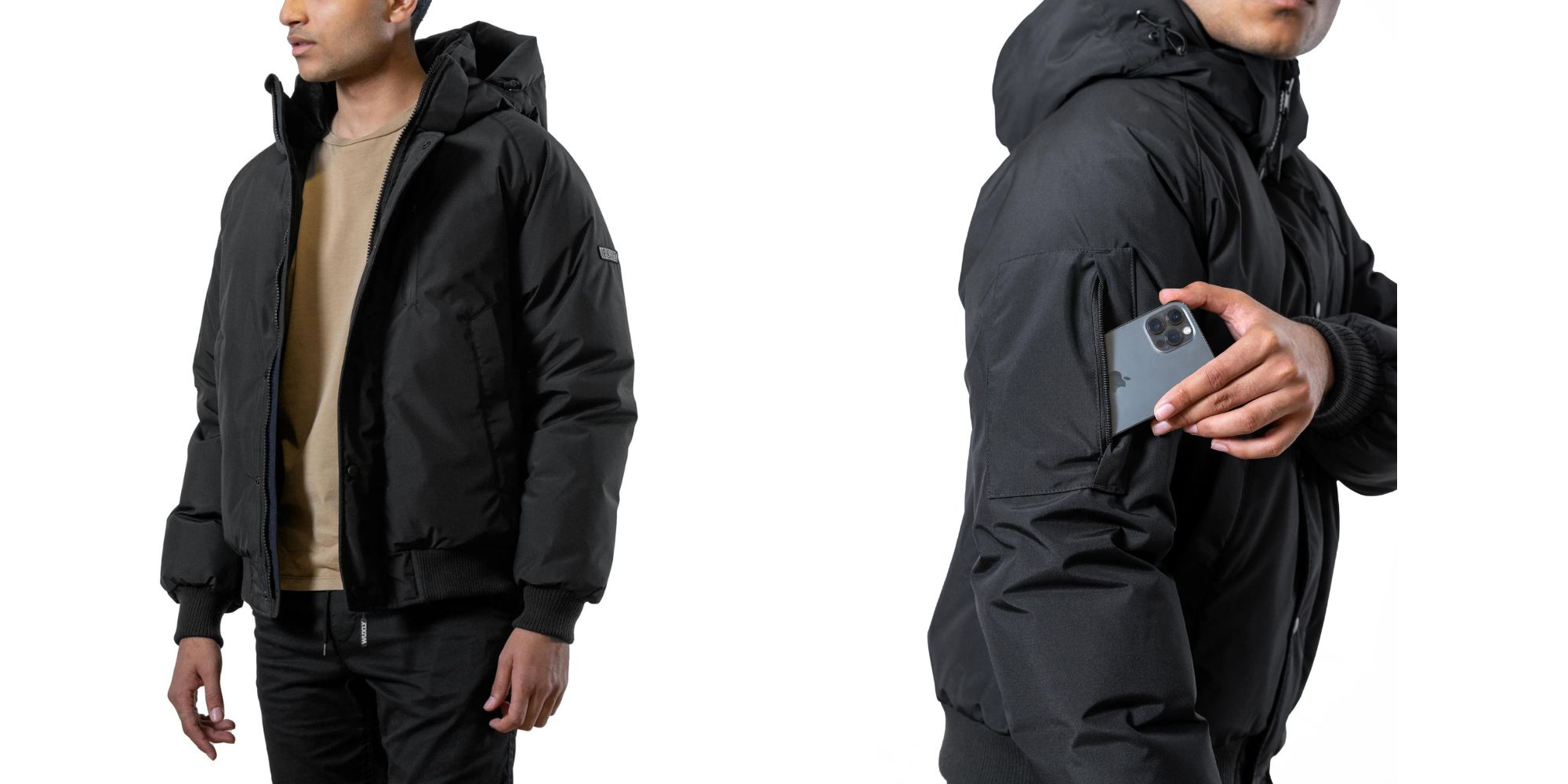 A black vegan bomber jacket by Wuxly.