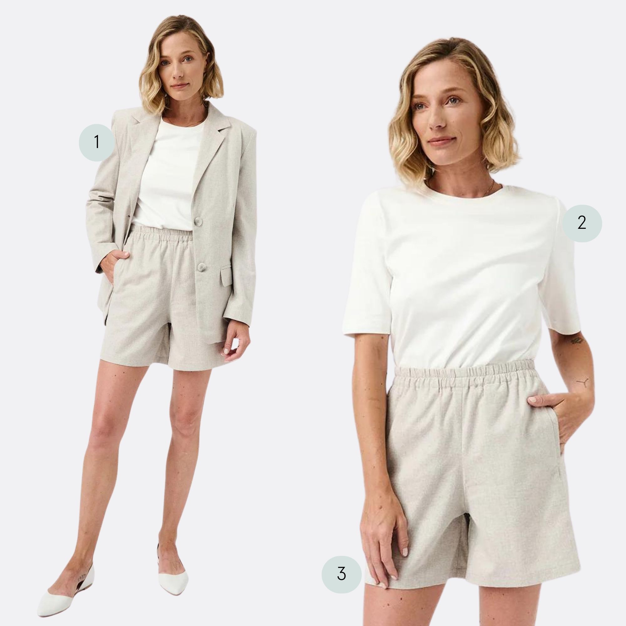 An organic cotton grey blazer and shorts set by Mila.Vert.