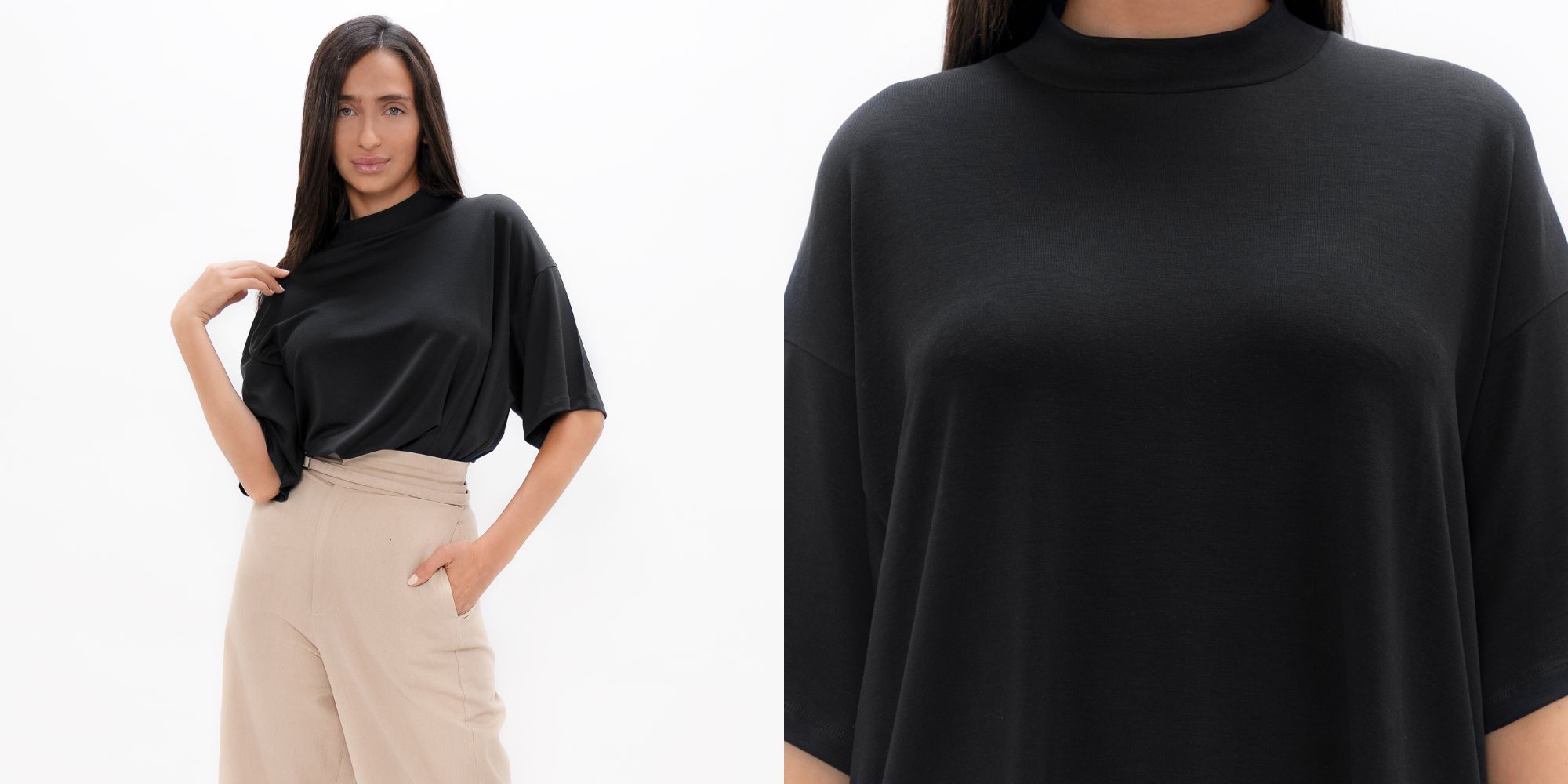 A black oversized PYRATEX® boxy tee by 1 People.