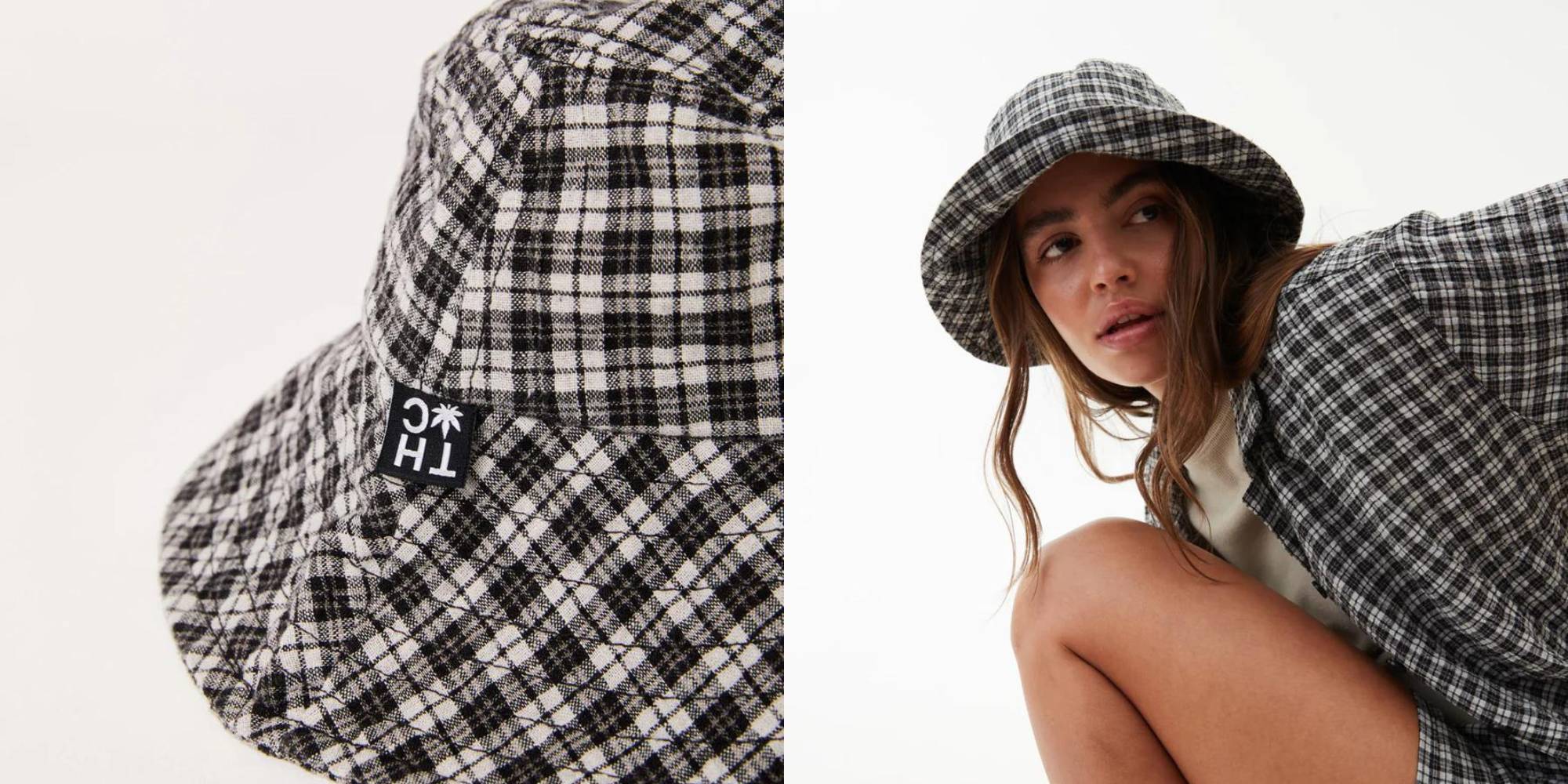 Checkered hemp bucket hat by Afends.