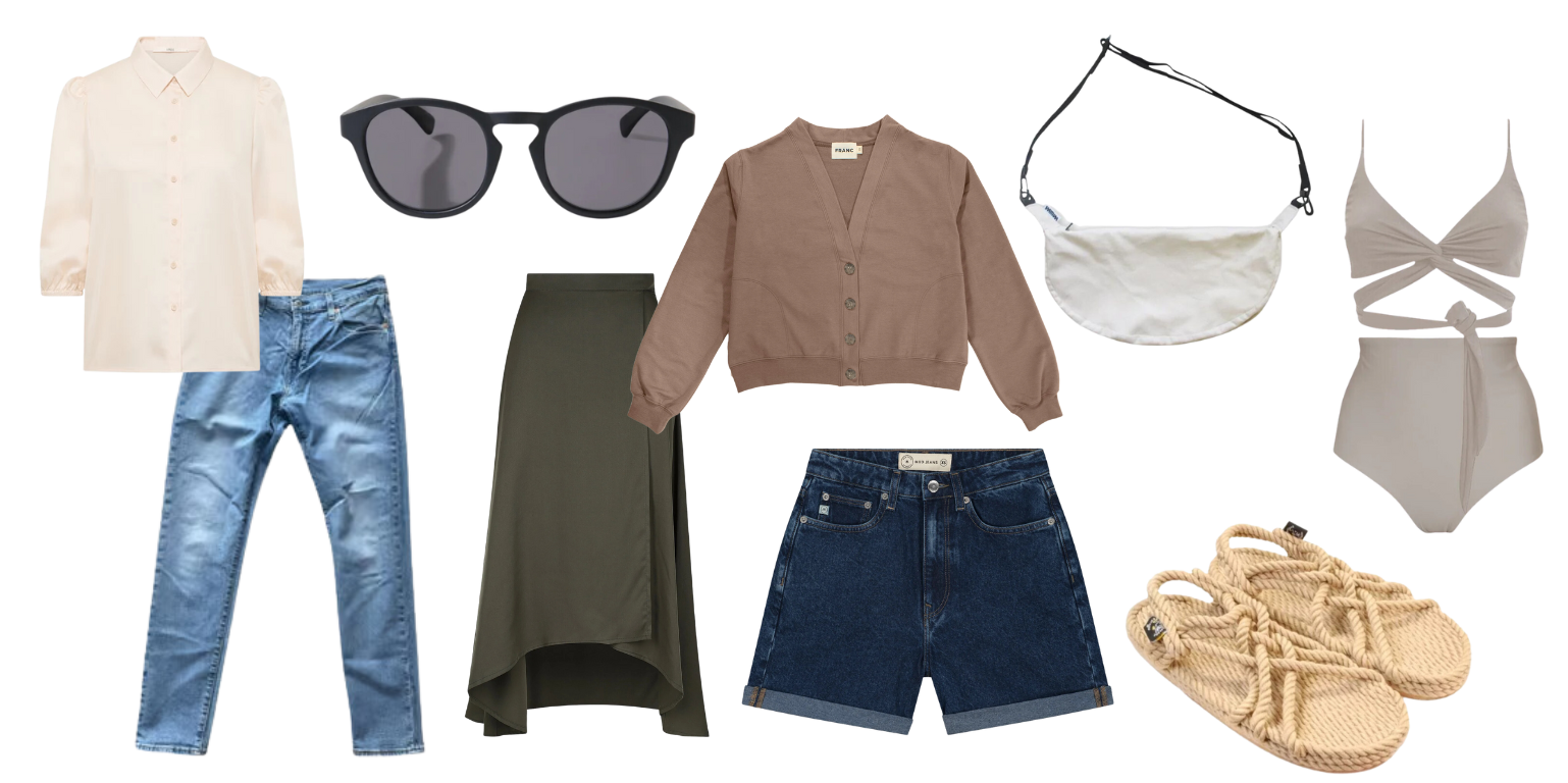 moodboard of clothes a summer capsule from more ethical brands.