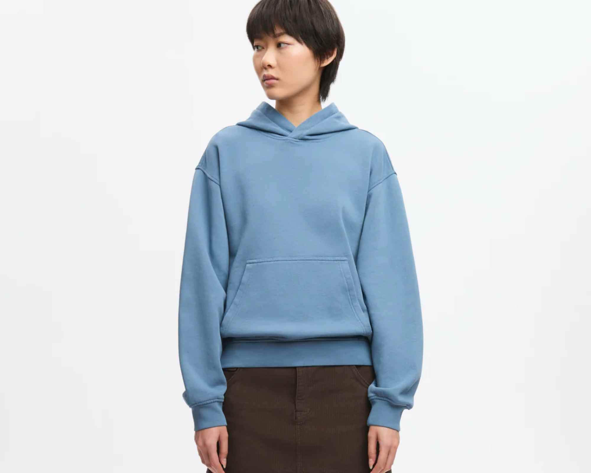 person wearing hoodie from kotn under $100