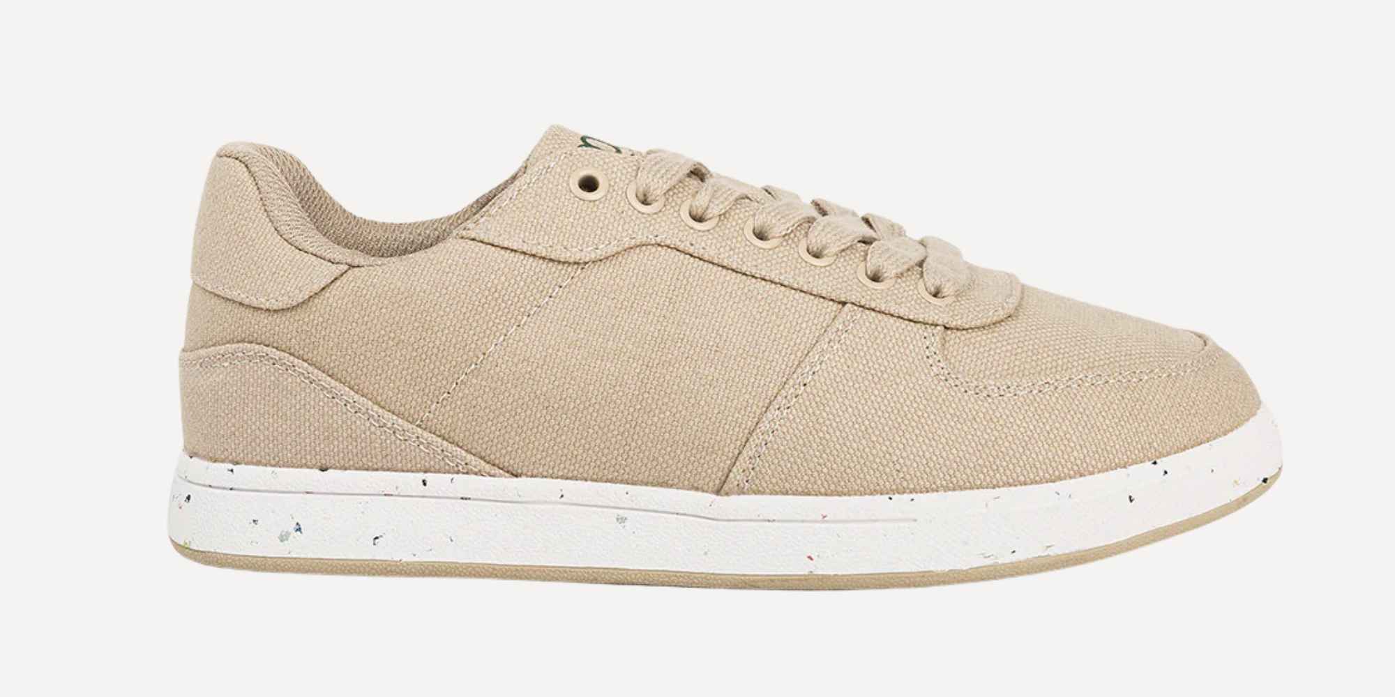 Beige and white sneakers
