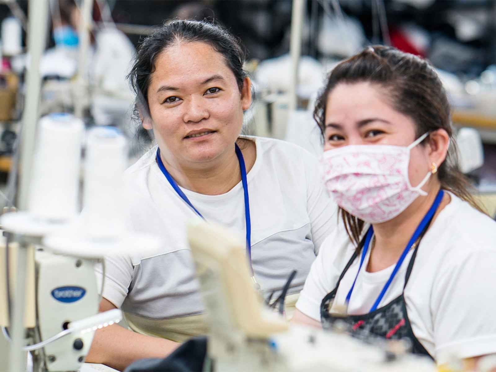 Workers at Dawn Denim's garment factory in Vietnam