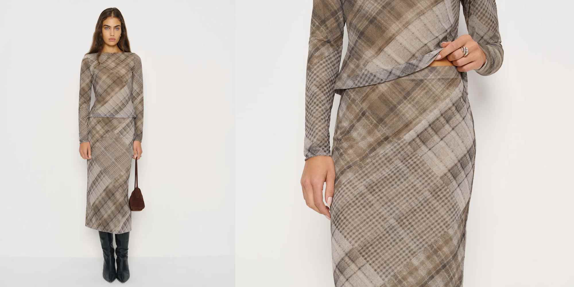 knit top and skirt set from reformation