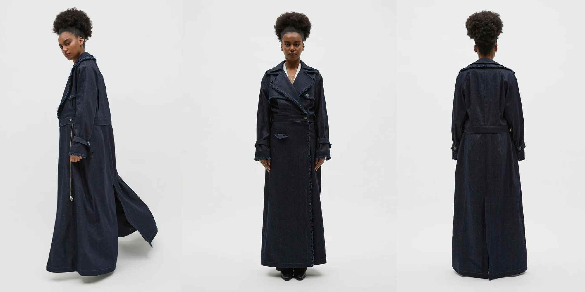 long denim coat from bastet noir