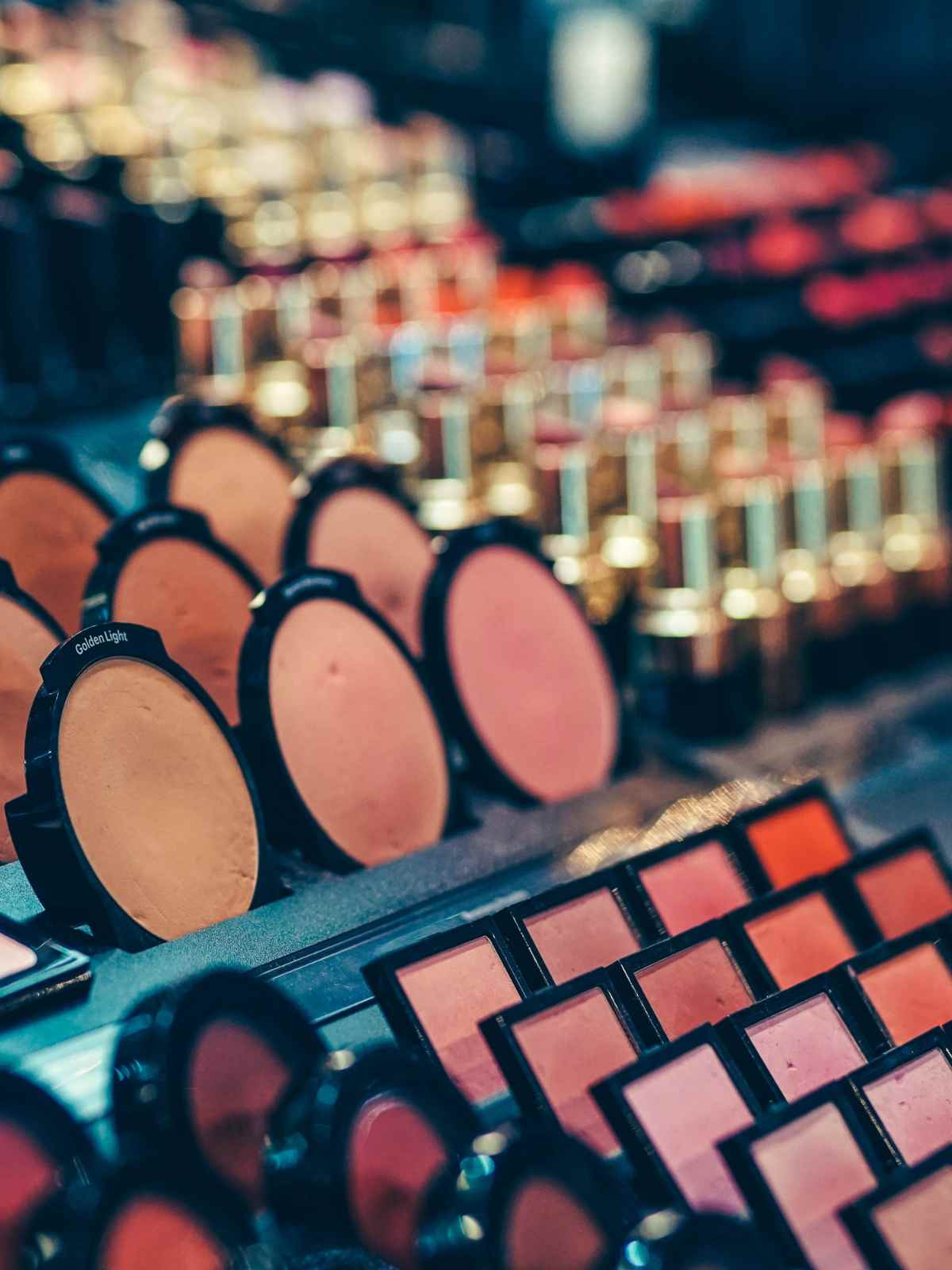 cosmetics in a beauty counter