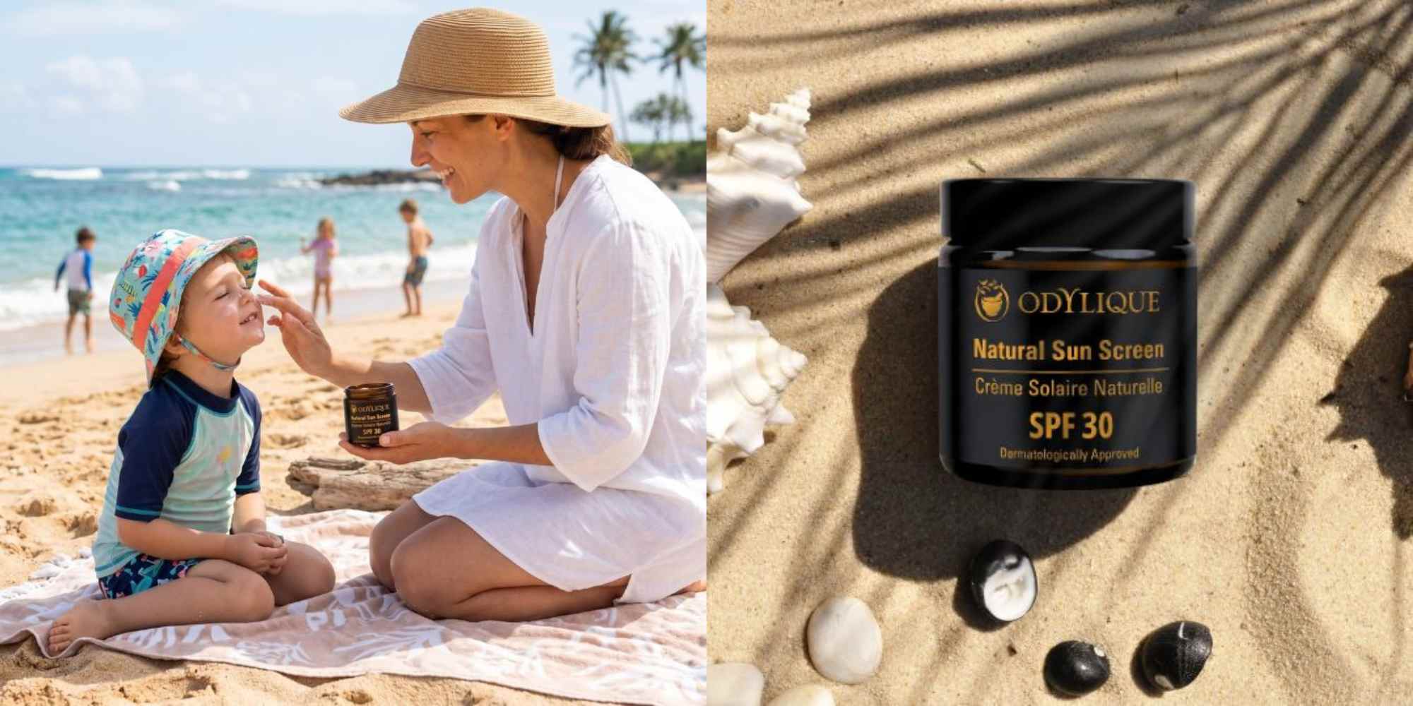 collage of sunscreen pictures from odylique